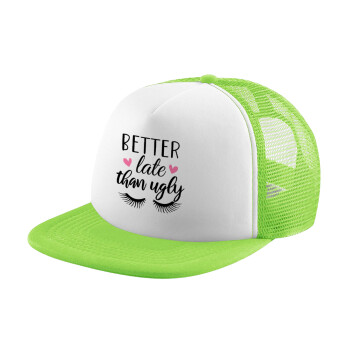 Better Late than ugly hearts, Καπέλο Soft Trucker με Δίχτυ Πράσινο/Λευκό