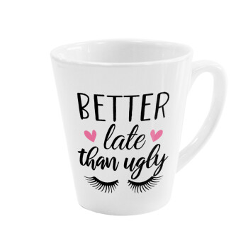 Better Late than ugly hearts, Κούπα κωνική Latte Λευκή, κεραμική, 300ml