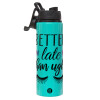 Metallic water bottle with safety lid, 850ml aluminum