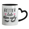 Mug heart black handle, ceramic, 330ml