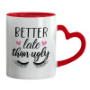 Mug heart red handle, ceramic, 330ml