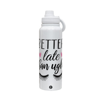 Better Late than ugly hearts, 1L Stainless Steel Thermal Bottle with Phone Holder & Double Wall Insulation