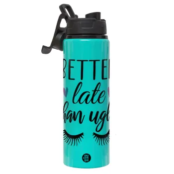 Better Late than ugly hearts, Metallic water bottle with safety lid, 850ml aluminum
