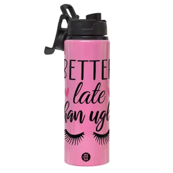 Better Late than ugly hearts, Metallic water bottle with safety lid, 850ml aluminum
