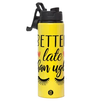 Better Late than ugly hearts, Metallic water bottle with safety lid, 850ml aluminum