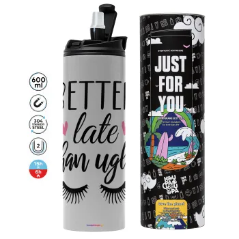 Better Late than ugly hearts, Tumbler stainless steel GREY 600ml