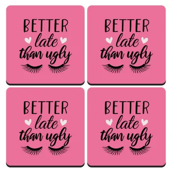 Better Late than ugly hearts, ΣΕΤ 4 Σουβέρ ξύλινα τετράγωνα (9cm)