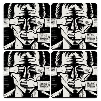 Censorship, ΣΕΤ 4 Σουβέρ ξύλινα τετράγωνα (9cm)