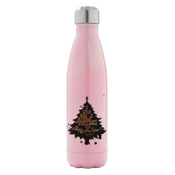 Tree, i wish you a merry christmas and a Happy New Year!!! xoxoxo, Metal mug thermos Pink Iridiscent (Stainless steel), double wall, 500ml