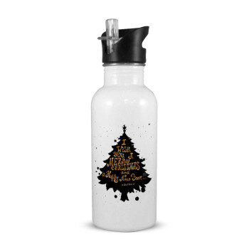 Tree, i wish you a merry christmas and a Happy New Year!!! xoxoxo, White water bottle with straw, stainless steel 600ml