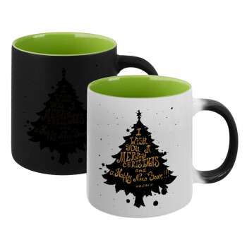Tree, i wish you a merry christmas and a Happy New Year!!! xoxoxo, Κούπα Μαγική εσωτερικό πράσινο, κεραμική 330ml που αλλάζει χρώμα με το ζεστό ρόφημα