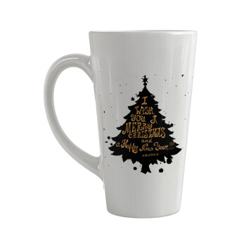 Tree, i wish you a merry christmas and a Happy New Year!!! xoxoxo, Κούπα κωνική Latte Μεγάλη, κεραμική, 450ml