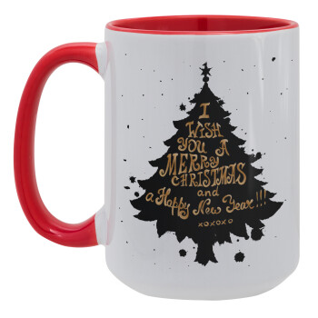 Tree, i wish you a merry christmas and a Happy New Year!!! xoxoxo, Κούπα Mega 15oz, κεραμική Κόκκινη, 450ml