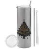 Tumbler stainless steel Silver 600ml, with metal straw & cleaning brush