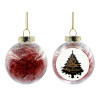 Στολίδι Χριστουγεννιάτικη μπάλα δένδρου διάφανη με κόκκινο γέμισμα 8cm
