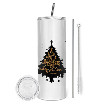 Tree, i wish you a merry christmas and a Happy New Year!!! xoxoxo, Eco friendly stainless steel tumbler 600ml, with metal straw & cleaning brush
