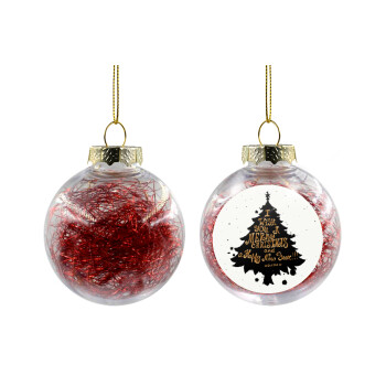 Tree, i wish you a merry christmas and a Happy New Year!!! xoxoxo, Χριστουγεννιάτικη μπάλα δένδρου διάφανη με κόκκινο γέμισμα 8cm