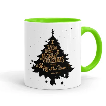 Tree, i wish you a merry christmas and a Happy New Year!!! xoxoxo, Κούπα χρωματιστή βεραμάν, κεραμική, 330ml