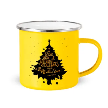Tree, i wish you a merry christmas and a Happy New Year!!! xoxoxo, Κούπα Μεταλλική εμαγιέ Κίτρινη 360ml