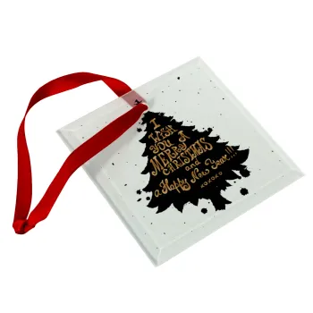 Tree, i wish you a merry christmas and a Happy New Year!!! xoxoxo, Christmas ornament, glass square ornament 9x9cm
