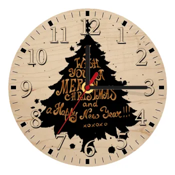 Tree, i wish you a merry christmas and a Happy New Year!!! xoxoxo, Ρολόι τοίχου ξύλινο plywood (20cm)