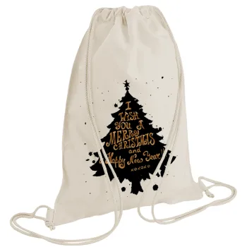 Tree, i wish you a merry christmas and a Happy New Year!!! xoxoxo, Τσάντα πλάτης πουγκί GYMBAG natural (28x40cm)