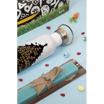 Tree, i wish you a merry christmas and a Happy New Year!!! xoxoxo, Πασχαλινή Λαμπάδα με παγούρι μεταλλικό (620ml, stainless steel) & κερί αρωματικό πλακέ (30cm) (ΤΙΡΚΟΥΑΖ)