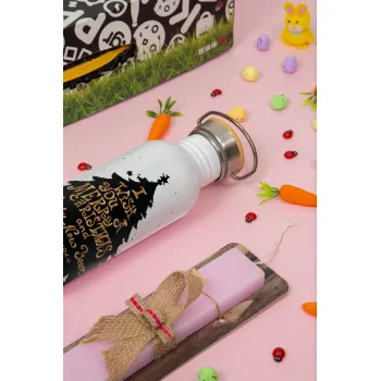 Tree, i wish you a merry christmas and a Happy New Year!!! xoxoxo, Πασχαλινή Λαμπάδα με παγούρι μεταλλικό (620ml, stainless steel) & κερί αρωματικό πλακέ (30cm) (ΡΟΖ)