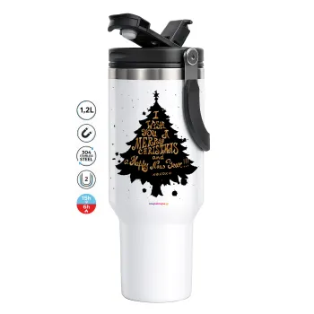 Tree, i wish you a merry christmas and a Happy New Year!!! xoxoxo, Mega Tumbler με καπάκι, διπλού τοιχώματος (θερμό) 1,2L