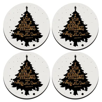 Tree, i wish you a merry christmas and a Happy New Year!!! xoxoxo, SET of 4 round wooden coasters (9cm)