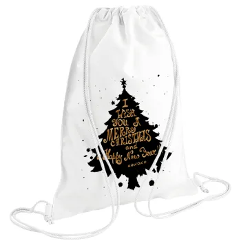 Tree, i wish you a merry christmas and a Happy New Year!!! xoxoxo, Backpack pouch GYMBAG white (28x40cm)