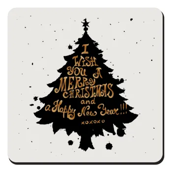 Tree, i wish you a merry christmas and a Happy New Year!!! xoxoxo, Τετράγωνο μαγνητάκι ξύλινο 9x9cm