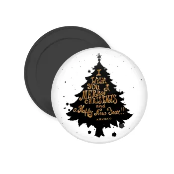 Tree, i wish you a merry christmas and a Happy New Year!!! xoxoxo, Μαγνητάκι ψυγείου στρογγυλό διάστασης 5cm