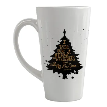 Tree, i wish you a merry christmas and a Happy New Year!!! xoxoxo, Κούπα κωνική Latte Μεγάλη, κεραμική, 450ml