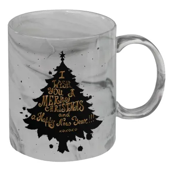 Tree, i wish you a merry christmas and a Happy New Year!!! xoxoxo, Mug ceramic marble style, 330ml