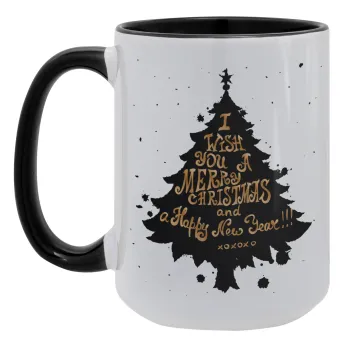 Tree, i wish you a merry christmas and a Happy New Year!!! xoxoxo, Κούπα Mega 15oz, κεραμική Μαύρη, 450ml