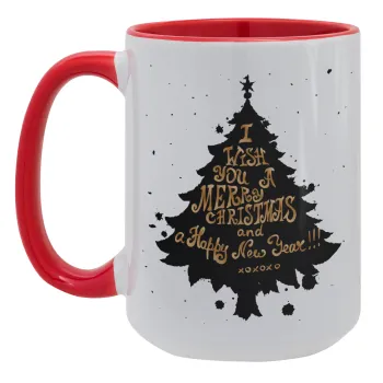 Tree, i wish you a merry christmas and a Happy New Year!!! xoxoxo, Κούπα Mega 15oz, κεραμική Κόκκινη, 450ml