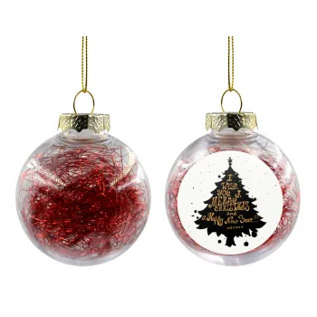 Tree, i wish you a merry christmas and a Happy New Year!!! xoxoxo, Στολίδι Χριστουγεννιάτικη μπάλα δένδρου διάφανη με κόκκινο γέμισμα 8cm