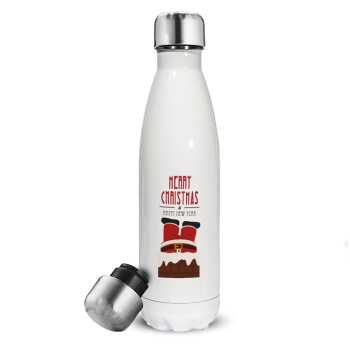 Merry christmas chimney, Metal mug thermos White (Stainless steel), double wall, 500ml