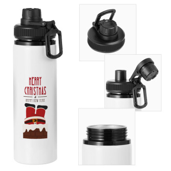 Merry christmas chimney, Metal water bottle with safety cap, aluminum 850ml