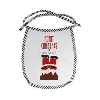 Merry christmas chimney, Σαλιάρα μωρού αλέκιαστη με κορδόνι Μαύρη