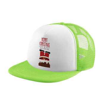 Merry christmas chimney, Καπέλο Soft Trucker με Δίχτυ Πράσινο/Λευκό