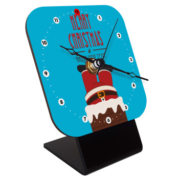 Merry christmas chimney, Επιτραπέζιο ρολόι ξύλινο με δείκτες (10cm)