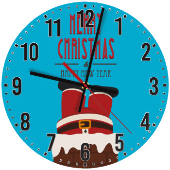 Merry christmas chimney, Ρολόι τοίχου ξύλινο (30cm)
