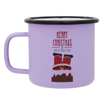 Merry christmas chimney, Κούπα Μεταλλική εμαγιέ ΜΑΤ Light Pastel Purple 360ml