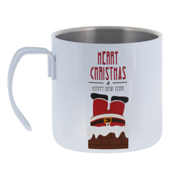 Merry christmas chimney, Mug Stainless steel double wall 400ml