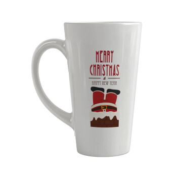 Merry christmas chimney, Κούπα κωνική Latte Μεγάλη, κεραμική, 450ml
