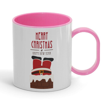 Merry christmas chimney, Κούπα (πλαστική) (BPA-FREE) Polymer Ροζ για παιδιά, 330ml