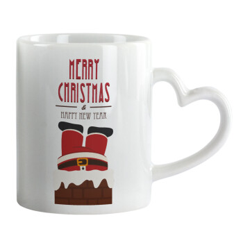 Merry christmas chimney, Mug heart handle, ceramic, 330ml