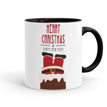 Merry christmas chimney, Mug colored black, ceramic, 330ml